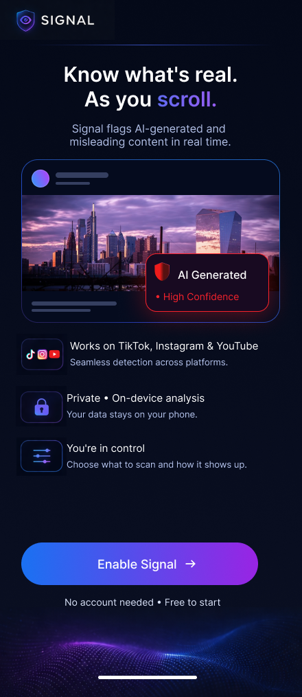 Signal installation onboarding screen